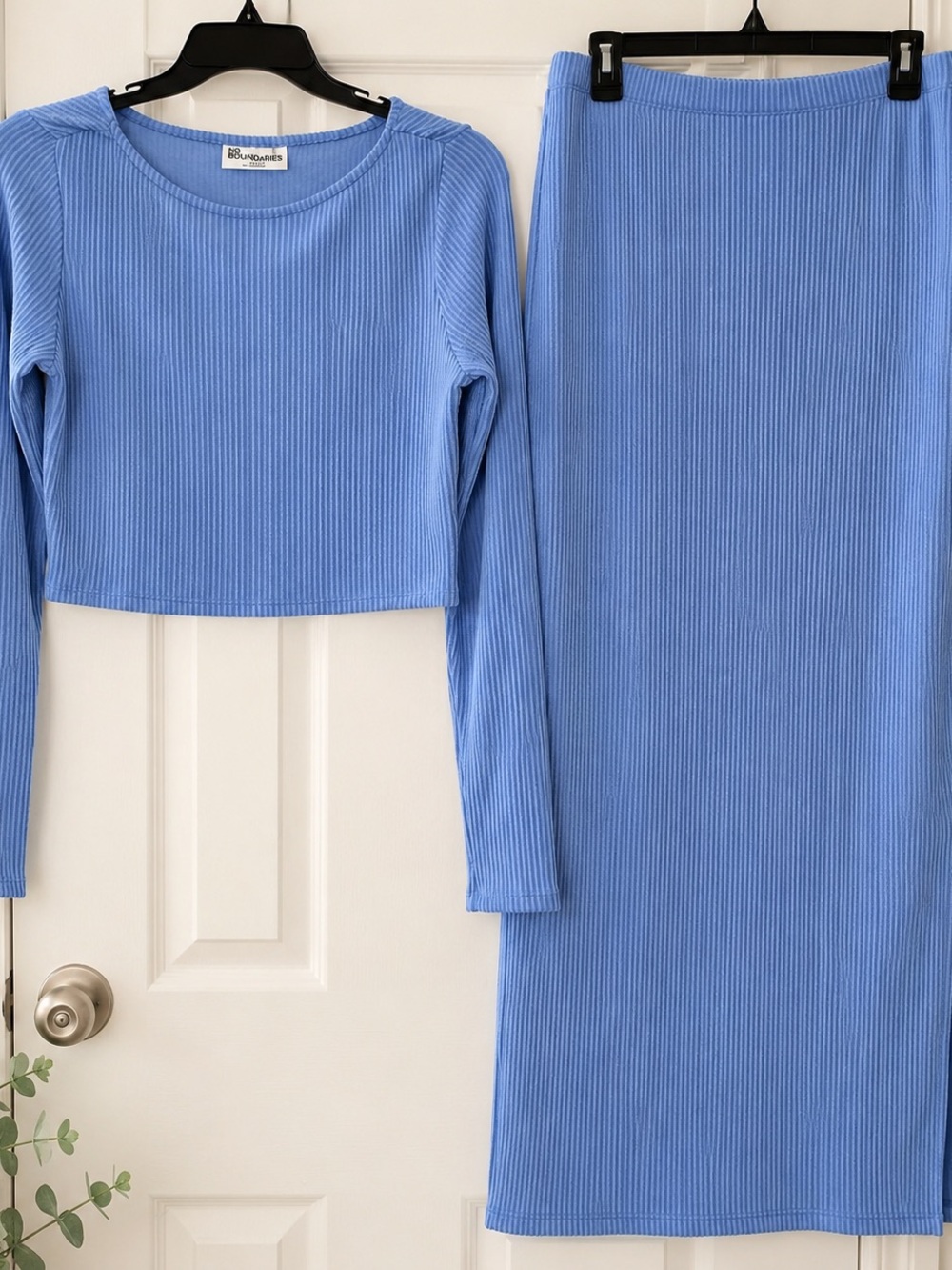 No Boundaries Blue Ribbed 2-Piece Skirt Set XXL